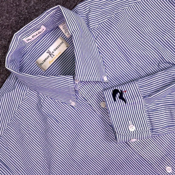 Fairway & Greene Other - VTG Fairway & Greene Shirt Men L Blue Stripe Club Long Sleeve Preppy Golf Button